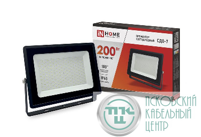 Прожектор светодиодный СДО-7 200Вт 230В 6500К IP65 черн. IN HOME 4690612034676