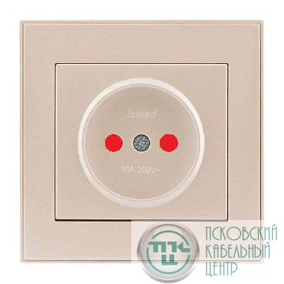 Розетка 1-м СП Rain 16А IP20 защ. шторки керамика жемчуж./бел. метал. LEZARD 703-3030-124