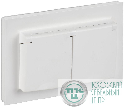 Розетка 2-м СП BRITE РСбш12-3-44-БрАБ 16А IP44 в сборе с крышкой арктич. бел. IEK BR-R26-16-44-K91-F