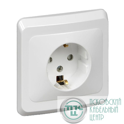Розетка 1-м СП Этюд 16А IP20 250В с заземл. защ. шторки бел. SE PC16-004B