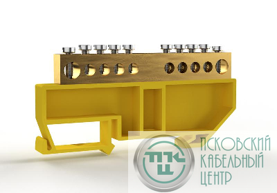 Шина PE "земля" на DIN-изоляторе 8х12мм 10 отвер. латунь TOKOV ELECTRIC TKE-BCB-812-10-DIN/PE