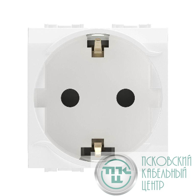 Розетка 1-м СП 2мод. Brava 16А IP20 с заземл. защ. шторки бел. DKC 76482B
