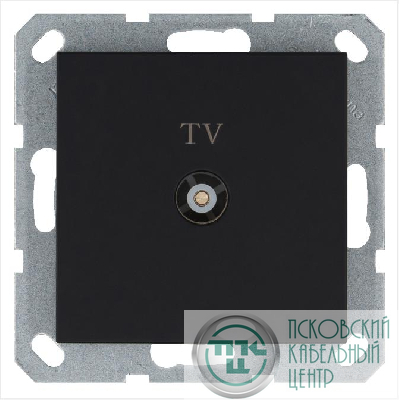 Розетка телевизионная оконечная TV Ф9.5мм механизм черн. матов. soft touch Jasmart G6001PB