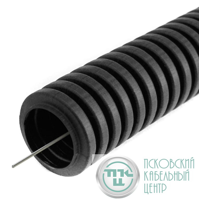 Труба гофрированная ПВХ легкая d16мм с протяжкой 350 Н черн. (уп.50м) Промрукав PR01.0054