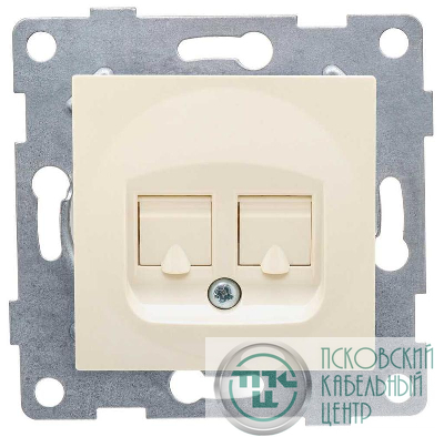 Розетка компьютерная + телефонная 2-м СП Ugra RJ45 + RJ12 механизм беж. GUSI С11КТ-003