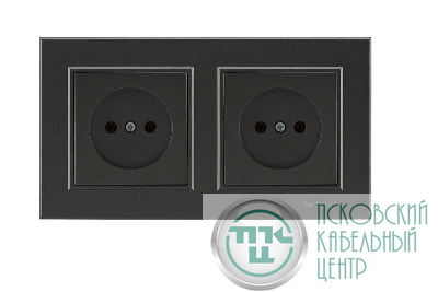 Розетка 2-м СП Karea 10А IP20 б/з дым. металлик Makel 56050017