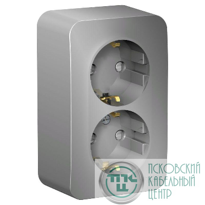 Розетка 2-м ОП Blanca 16А IP20 250В с заземл. защ. шторки с изолир. пластиной алюм. SE BLNRA011213