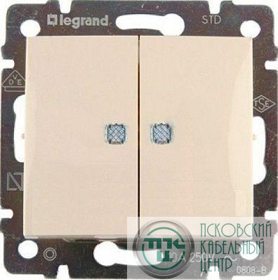 Выключатель 2-кл. СП Valena 10А IP31 с индикацией механизм сл. кость (DIY-упак.) IEK 695606