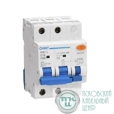 Выключатель автоматический дифференциального тока 2п C 16А 30мА тип AC 10кА NB1L (54мм) (R) CHINT 205091