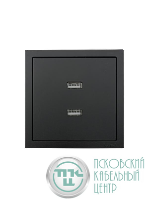 Розетка 1-мест. с 2-мест. USB разъем СП ZIMA IP20 черн. бархат LEZARD 704-4288-192