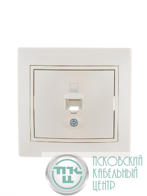 Розетка компьютерная 1-м СП Mira RJ45 16А IP20 со вставкой жемчуж./бел. перламутр. LEZARD 701-3030-139