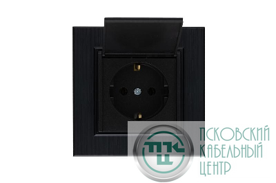 Розетка 1-м с крышкой Karea LINE STAR с заземл. чер. Makel 86054029