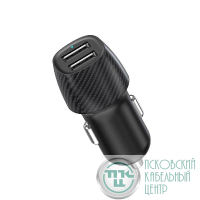 Устройство зарядное автомобильное с двумя портами USB-А + USB-A 12Вт со световой индикацией черн. Rexant 18-2220