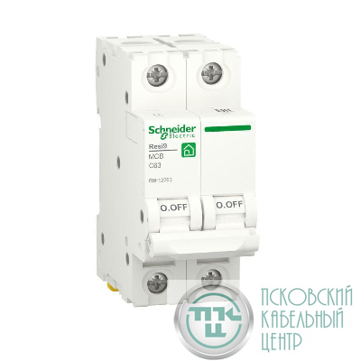 Выключатель автоматический модульный 2п C 63А Resi9 6000А SchE R9F12263