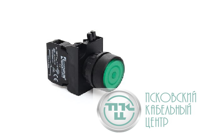 Кнопка нажимная круглая с фиксацией (1НО) зел. EMAS CP100FY
