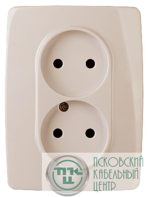Розетка 2-м СП Эра12 12-2107-02 16А IP20 16AX 250В 2х2P сл. кость Эра Б0031239