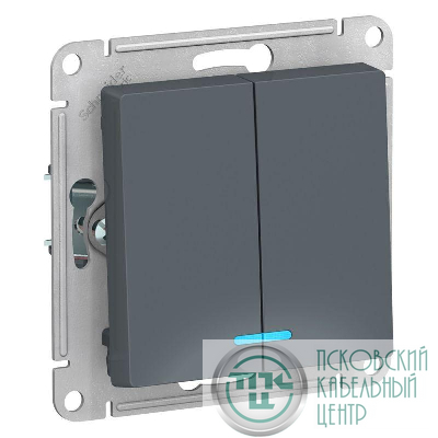 Выключатель 2-кл. СП AtlasDesign 10А IP20 (сх. 5а) 10AX с подсветкой механизм грифель SE ATN000753