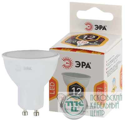 Лампа светодиодная LED MR16-12W-827-GU10 MR16 12Вт софит GU10 тепл. бел. ЭРА Б0040889