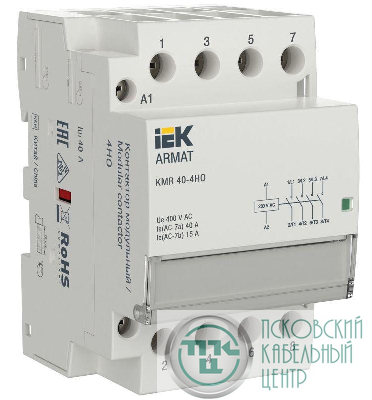 Контактор модульный KMR 40А 230В AC 4НО ARMAT IEK AR-KMR10-040-40-230