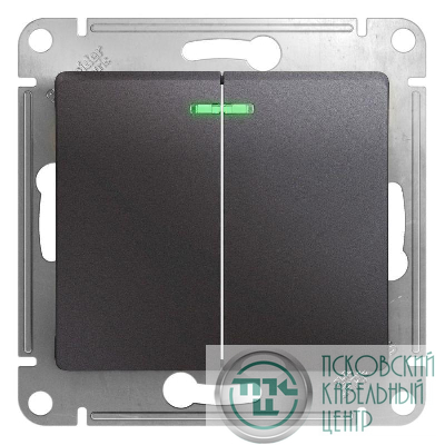 Выключатель 2-кл. СП Glossa 10А IP20 (сх. 5а) 10AX с подсветкой механизм графит SE GSL001353