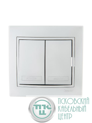 Выключатель 2-кл. СП Mira 10А IP20 со вставкой сер. метал. LEZARD 701-1010-101