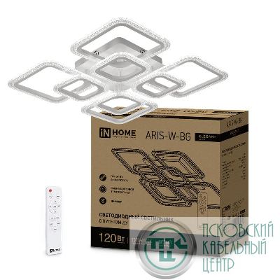 Светильник светодиодный ELEGANT ARIS-W-BG 120Вт 230В 3000-6500К 10500лм 600х600х110мм ПУ бел. IN HOME 4690612043272