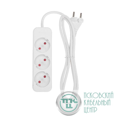 Удлинитель 3х1.5м без заземл. STANDARD 2х1кв.мм бел. Rexant 13-4006