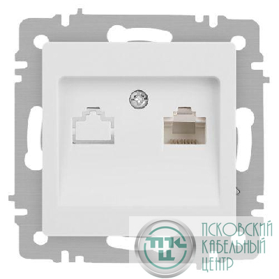 Розетка компьютерная 1-м СП Accent 6-303-01М RJ45 IP20 бел. матов. Intro Б0063625
