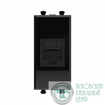 Розетка компьютерная 1мод. Avanti "Черный квадрат" RJ45 кат.6 без шторок модульная механизм DKC 4402691