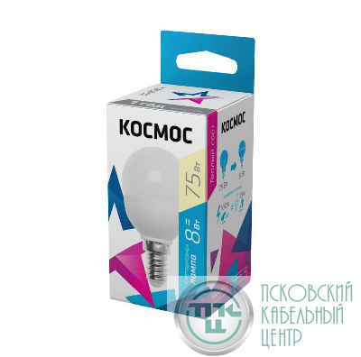 Лампа светодиодная GL45 8Вт E14 3000К 220В Космос Lksm_LED8wGL45E1430