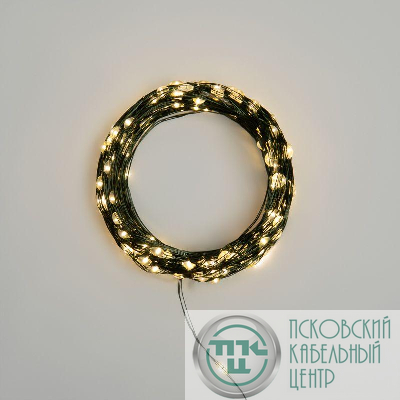 Гирлянда "Роса" 30м 300LED тепл. бел. IP20 230В с контроллером провод зел. Neon-Night 303-276