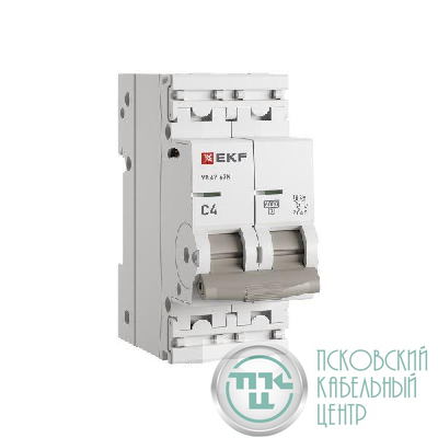 Выключатель автоматический модульный 2п C 4А 6кА ВА 47-63N PROxima EKF M636204C