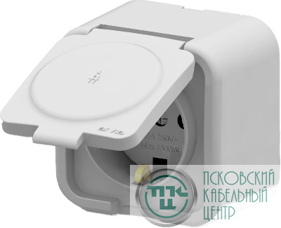 Розетка 1-м СП ARIA 16А IP20 с заземл. с крышкой бел. ARVIA 25 01 1000 218