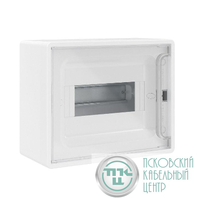 Щиток настенный 8мод. FRAME с прозр. дверцей с 2 шинами PEN на 6 и 8 отверст. бел. DKC F08W1WT