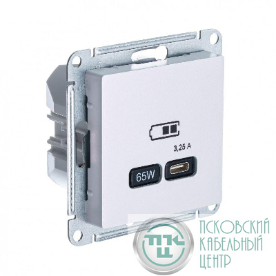 Розетка USB AtlasDesign тип C 65Вт QC PD высокоскор. ЗУ механизм жемчуж. SE ATN000427