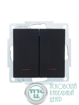 Выключатель 2-кл. 1п СП Vesna 10А IP20 с индикацией механизм черн. бархат LEZARD 742-4288-112