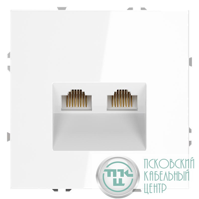 Розетка компьютерная 2-м СП S70 RJ45 + RJ45 кат.6 механизм бел. глянцевый Voltum VLS060201
