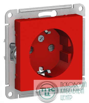 Розетка 1-м СП AtlasDesign 16А IP20 с заземл. защ. шторки механизм красн. SE ATN002045