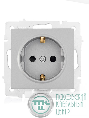 Розетка 1-м СП Vesna с заземл. защ. шторки ПБТ механизм платина LEZARD 742-3588-124B