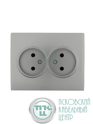 Розетка 2-м СП Karina 16А IP20 без заземл. керамика матов. серебр. LEZARD 707-4300-128