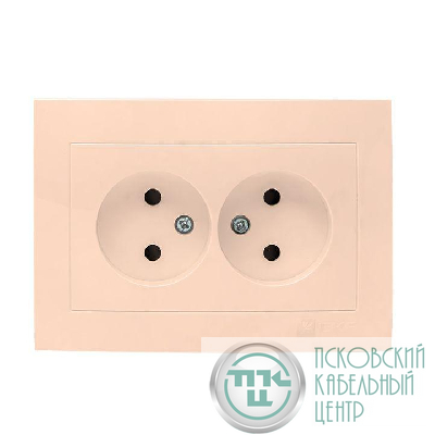 Розетка 2-м СП Валенсия 10А IP20 без заземл. защ. шторки крем. PROxima EKF EWR10-102-20