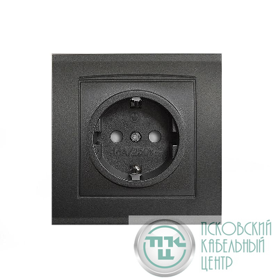 Розетка 1-м СП Бриллиант 16А IP20 с заземл. защ. шторки в сборе графит Universal 7947632-Gr
