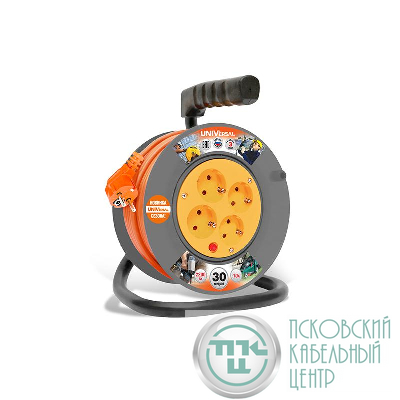 Удлинитель на катушке 4х30м с заземл. 6А IP20 У10-014 ПВС 3х0.75 термозащита UNIVersal 1686