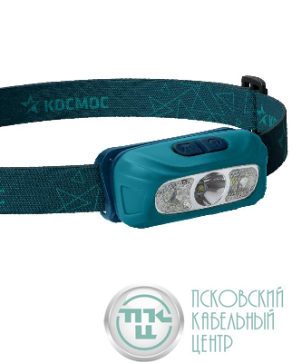 Фонарь аккумуляторный налобный 2Вт LED+1Вт SMD LED+красн. Li-ion 14500 500мА.ч корпус ABS-пластик USB-шнур регулируемый эласт. ремешок КОСМОС KOC515Lit