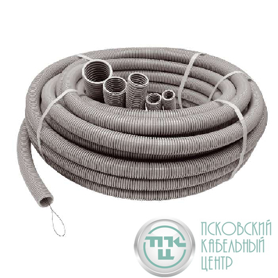 Труба гофрированная ПВХ тяжелая d16мм с протяжкой сер. (уп.100м) Ruvinil 11611