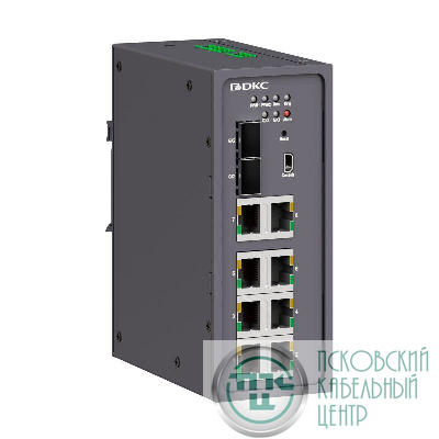 Коммутатор промышленный управляемый 2х100Base-X 1000Base-X 10/100/1000Base-T(X) SFP слота: 8х10/100Base-T(X) портов RJ45 консольный порт Mini USB 24-48В DC (18-72В DC) с резервированием DKC N2000-2GX8T-P1