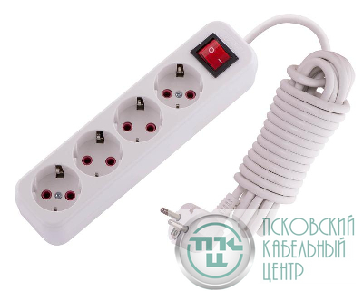 Удлинитель 4х5м с заземл. 16А IP20 Lila с выкл. LEZARD 720-0405-402