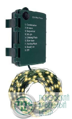 Гирлянда "Роса" DC-G06-120Y 120 microLED 12.1м. 8реж. 3хAA желт. ФАZА 5059634