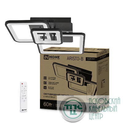 Светильник светодиодный ELEGANT ARISTO-B 60Вт 3000-6500К 4700лм 230В 531х448х151мм пульт ДУ черн. IN HOME 4690612047287