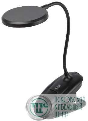 Светильник светодиодный NLED-513-6W-BK настольный аккумуляторный на прищепке черн. ЭРА Б0057210